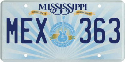 MS license plate MEX363