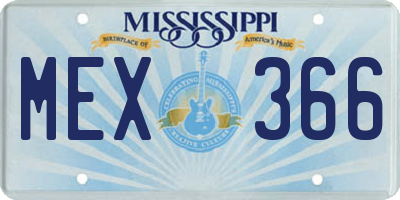 MS license plate MEX366