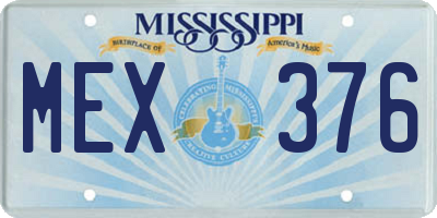 MS license plate MEX376