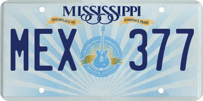 MS license plate MEX377
