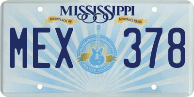 MS license plate MEX378
