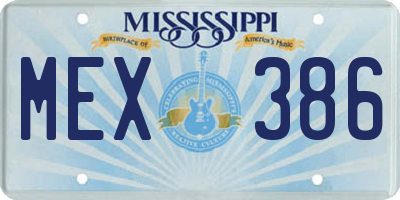 MS license plate MEX386