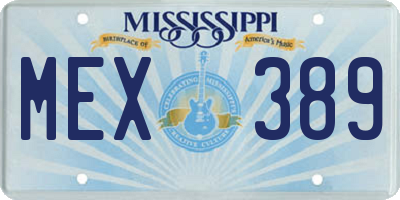 MS license plate MEX389