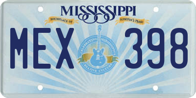 MS license plate MEX398