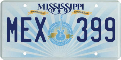 MS license plate MEX399