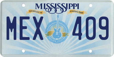 MS license plate MEX409