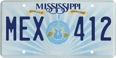 MS license plate MEX412