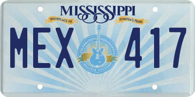 MS license plate MEX417