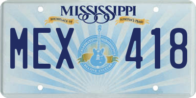 MS license plate MEX418