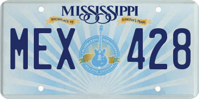 MS license plate MEX428
