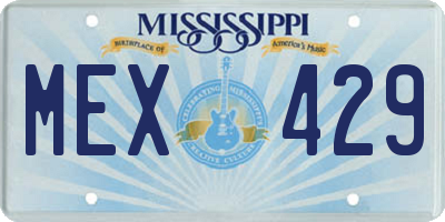 MS license plate MEX429