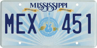 MS license plate MEX451