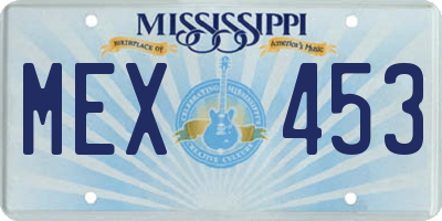 MS license plate MEX453