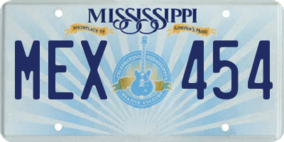 MS license plate MEX454