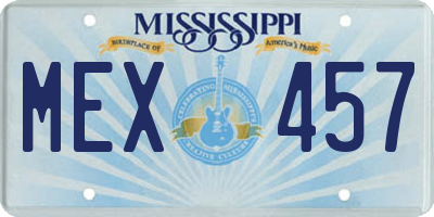 MS license plate MEX457