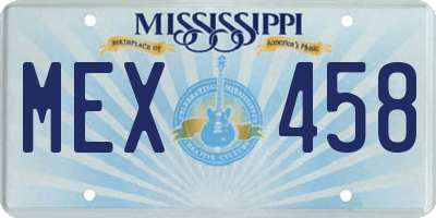 MS license plate MEX458