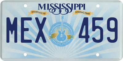 MS license plate MEX459