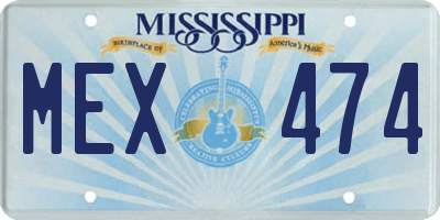 MS license plate MEX474