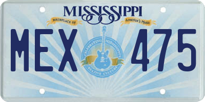 MS license plate MEX475