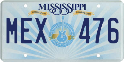 MS license plate MEX476