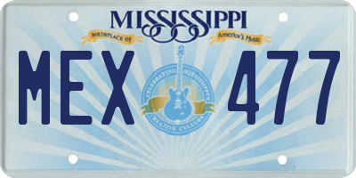 MS license plate MEX477