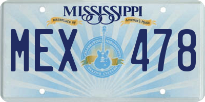 MS license plate MEX478