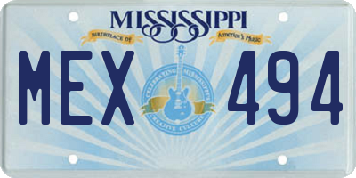 MS license plate MEX494