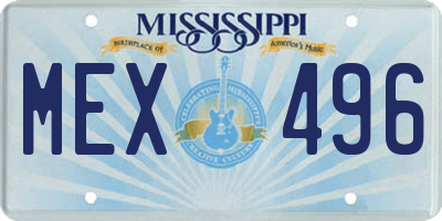 MS license plate MEX496