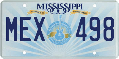 MS license plate MEX498