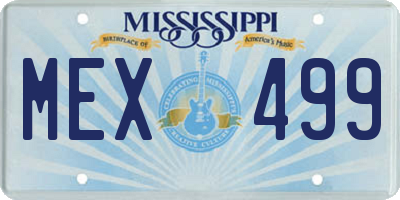 MS license plate MEX499