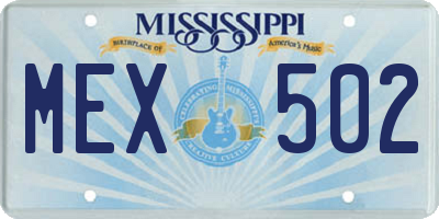 MS license plate MEX502