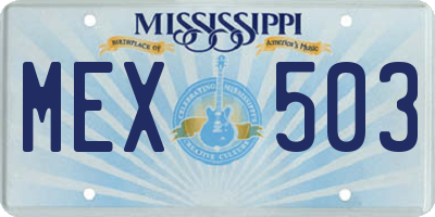 MS license plate MEX503