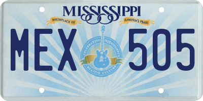 MS license plate MEX505