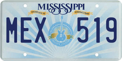 MS license plate MEX519