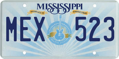 MS license plate MEX523