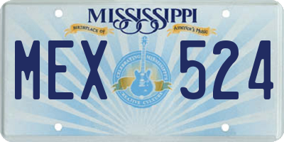 MS license plate MEX524