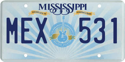 MS license plate MEX531
