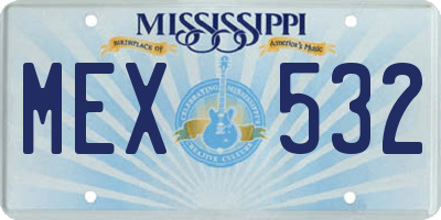 MS license plate MEX532
