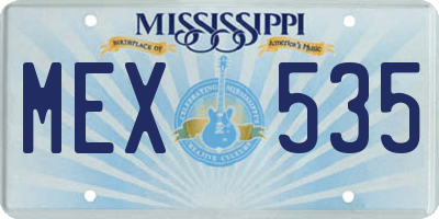 MS license plate MEX535