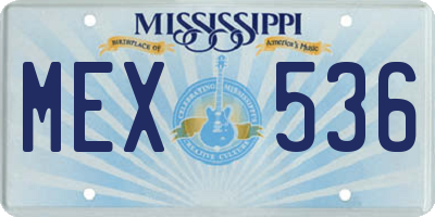 MS license plate MEX536