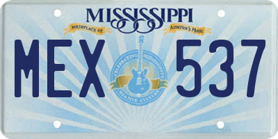 MS license plate MEX537