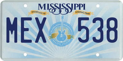 MS license plate MEX538