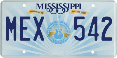MS license plate MEX542