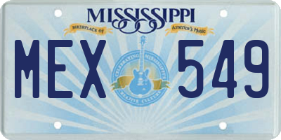 MS license plate MEX549