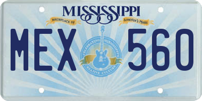 MS license plate MEX560