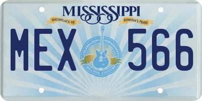 MS license plate MEX566