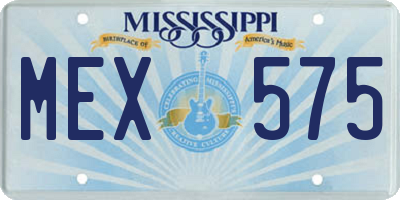 MS license plate MEX575