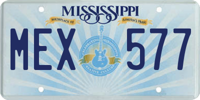 MS license plate MEX577