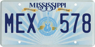 MS license plate MEX578