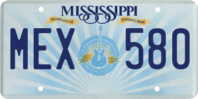 MS license plate MEX580